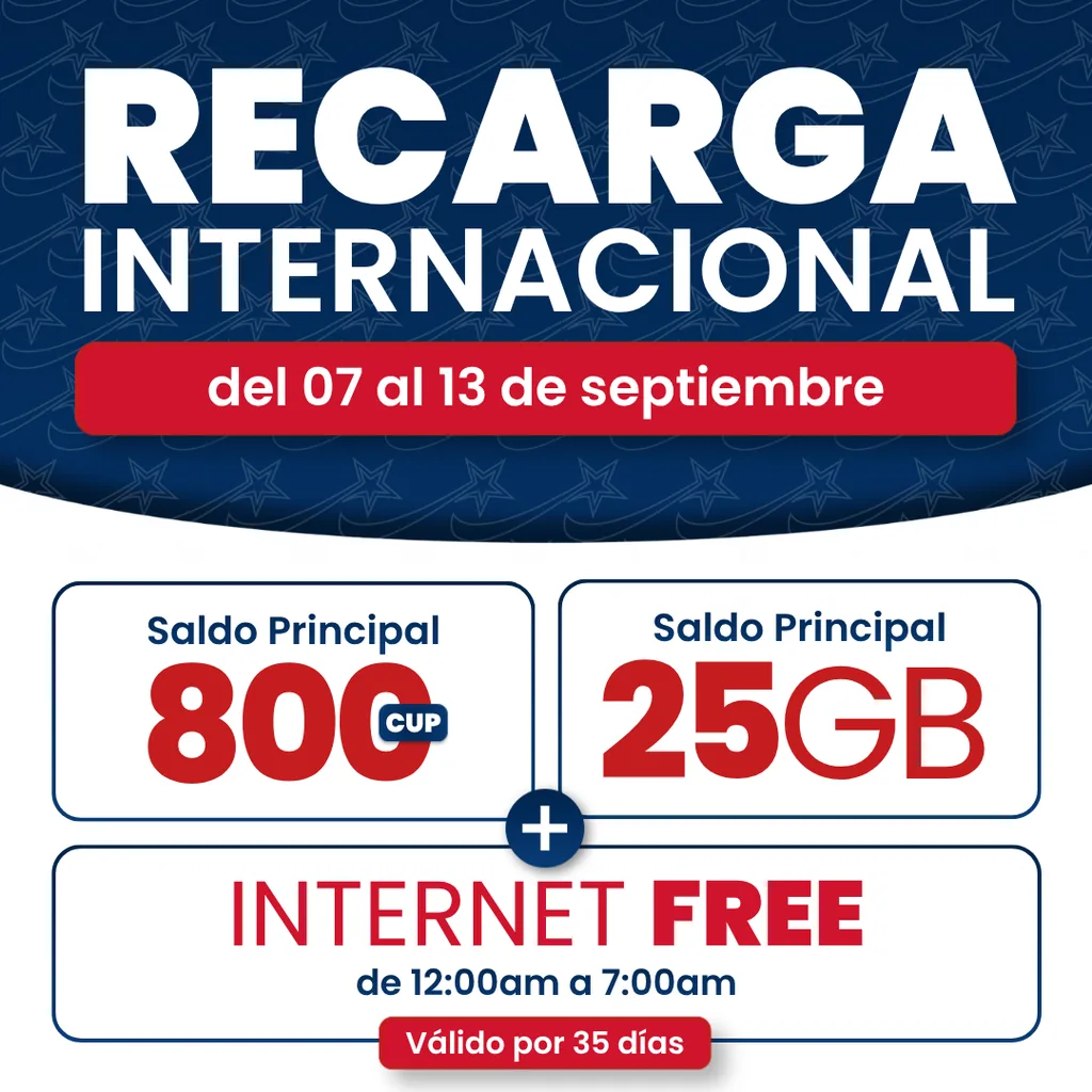 Recarga Internacional - 800CUP
