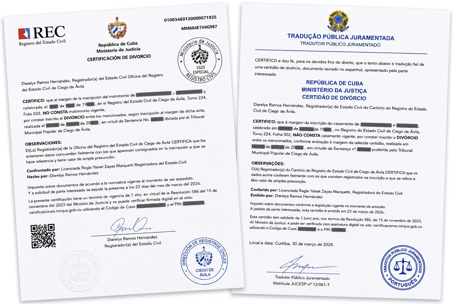 Traducción - Certificación de Divorcio